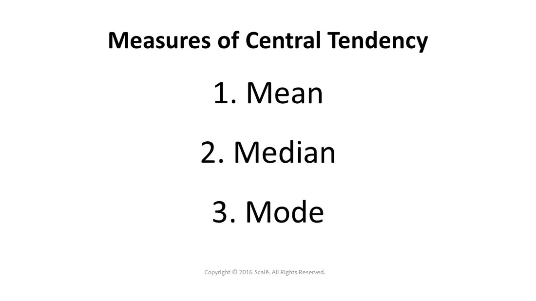 There are three measures of central tendency: Mean, median, and mode.