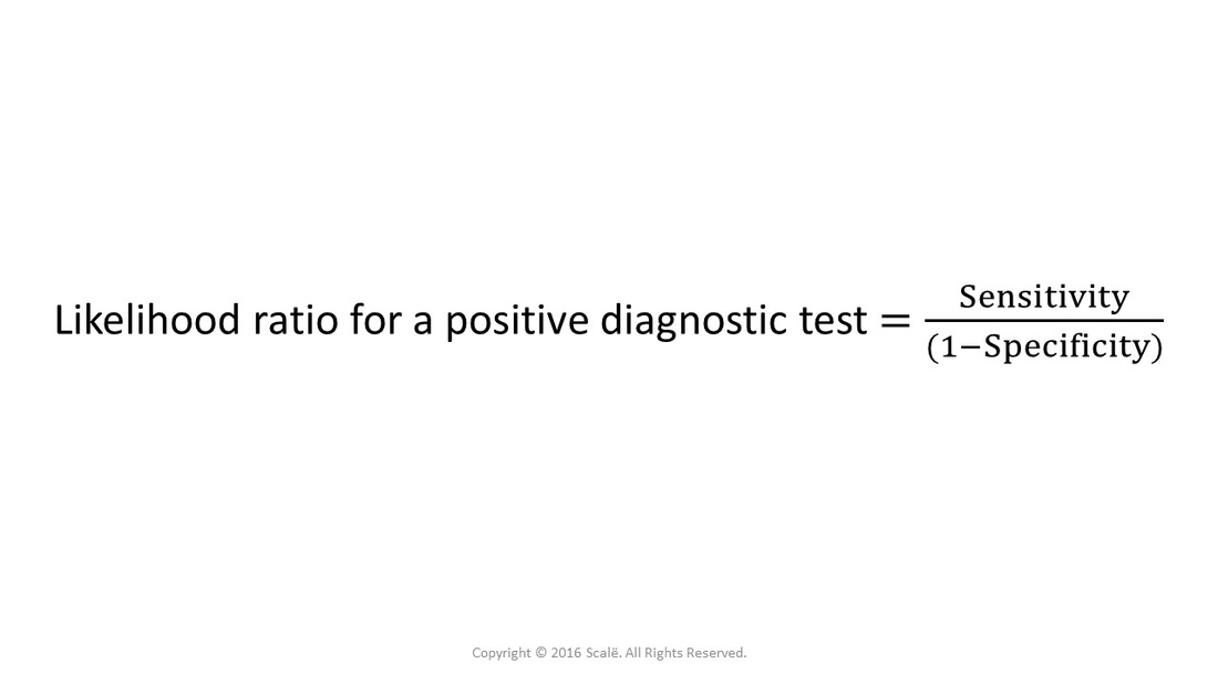 Likelihood ratio for a positive diagnostic test