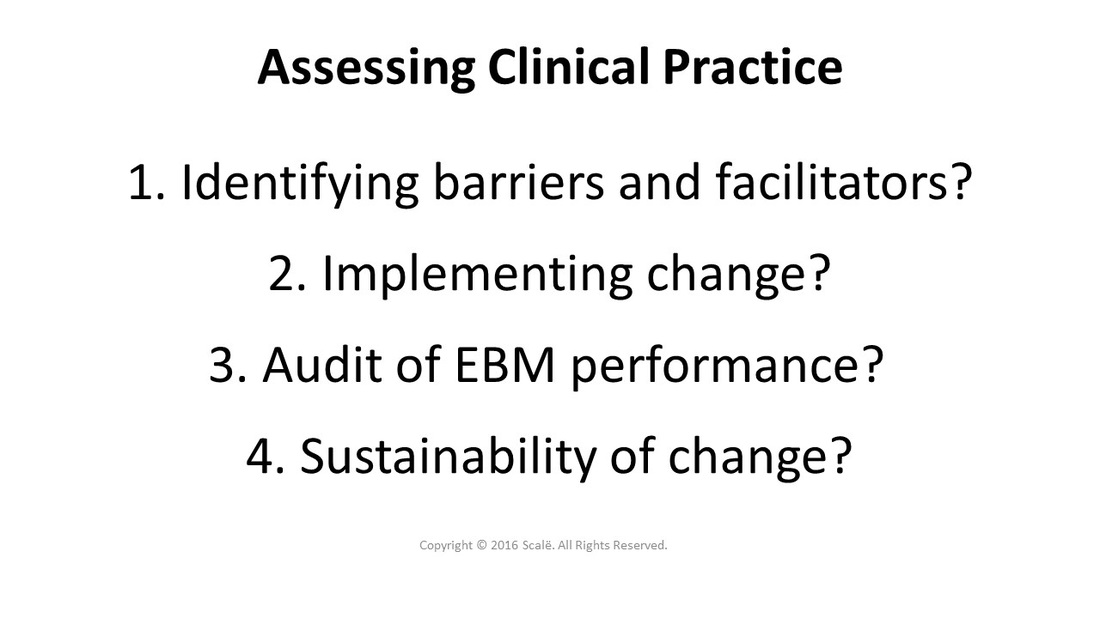 There are four considerations taken when assessing clinical practice.
