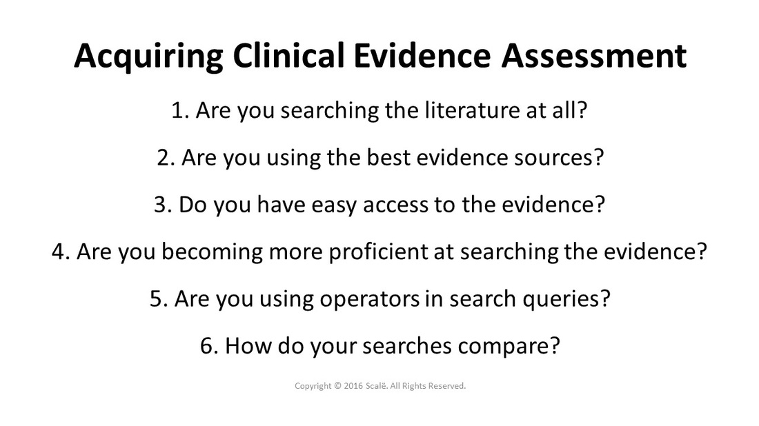 There are six considerations taken when assessing acquiring of clinical evidence.