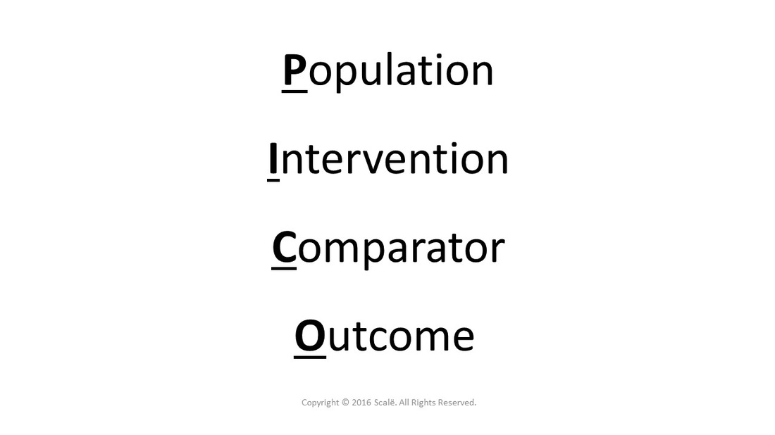 PICO is a framework for writing research questions that stands for population, intervention, comparator, and outcome.