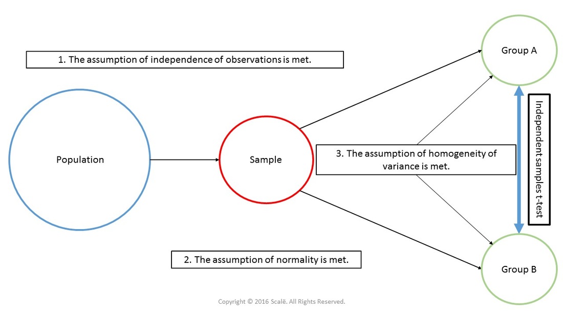 The independent samples t-test is used to compare two independent groups on a continuous outcome. This statistical test is only run when the assumptions of independence of observations, normality, and homogeneity of variance are met.